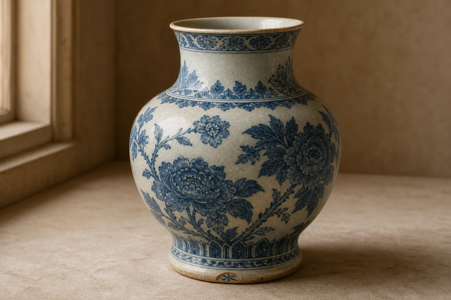 Blue-and-white vintage porcelain vase shown as a sample collectible identification image